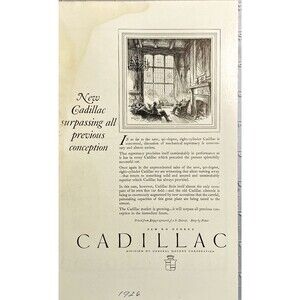 Cadillac 90 Degree "Cadillac Surpassing all Previous Conceptions" Print Ad 1926